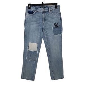 Lauren Ralph Lauren Jeans Women's 6 Patchwork Relaxed Tapered Denim Estate‎ Blue